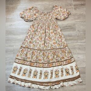 Kindred Women’s Smocked Bodice Puff Sleeves Floral Midi Dress Size 3X